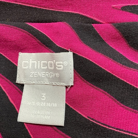 CHICO’S ZENERGY French Terry Fuschia Black Zebra Print Tunic Top 3/4 Sleeve 16 - Picture 5 of 10
